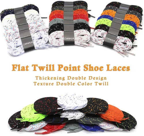 Vista 6 de DANHUA - Cordones de zapato plano multicolor con punto de sarga grueso y encaje, 2 pares