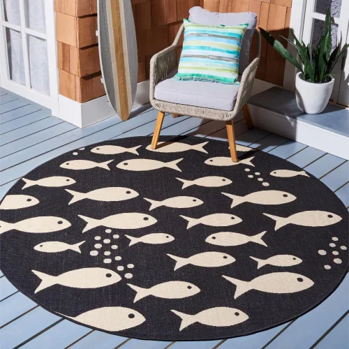 Vista 19 de SAFAVIEH Alfombra lavable para exteriores, colección Patio de 2.3 x 12 pies, color azul y beige, no desprende pelusa y fácil de limpiar, ideal