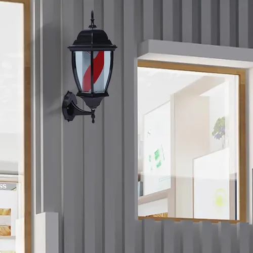 Vista 7 de Barra de peluquería LED brillante globo luz,Peluquería Barbería Señal abierta,Rotación de tiras giratorias rojas, blancas y azules,IP44 impermeable
