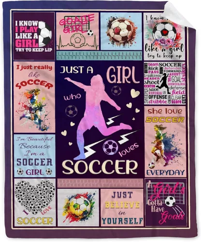 Vista 18 de Manta de fútbol para niñas, regalos de fútbol para niñas y niños, manta de franela de forro polar suave y cálida para niñas, regalos de fútbol