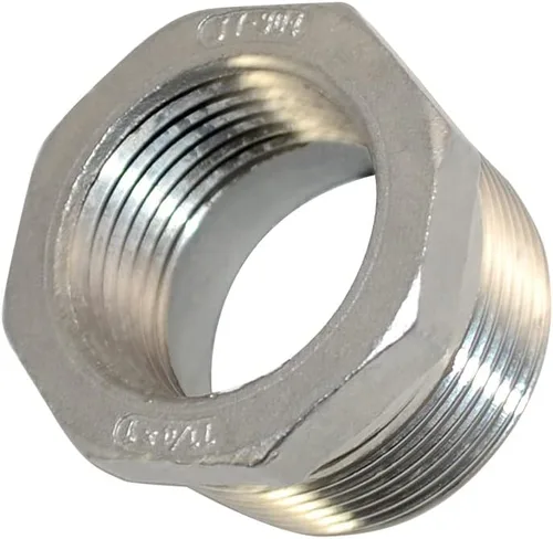 Vista 33 de 1/4" macho NPT a 1/8" hembra NPT hembra reductor/reductor buje de tubería, adaptador, buje hexagonal SS 304 de acero inoxidable