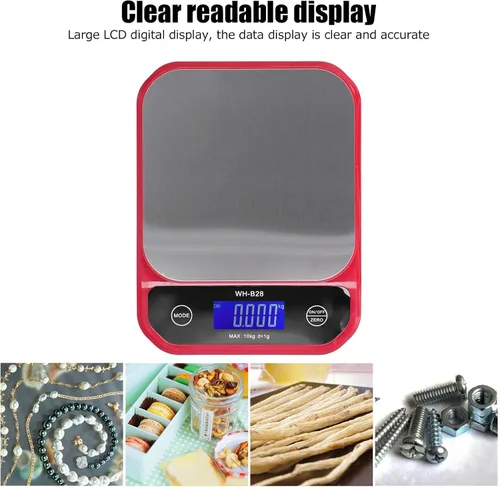 Vista 2 de Báscula digital de cocina de 22.0 lbs x 0.04 oz, báscula de alimentos de precisión para hornear cocinar y medir ingredientes, pantalla LCD