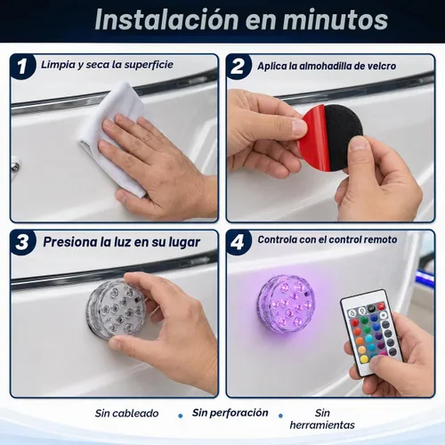 Vista 5 de Seaponer Luces de barco inalámbricas que funcionan con pilas, luz LED marina impermeable para luz de cubierta, luces interiores de cortesía