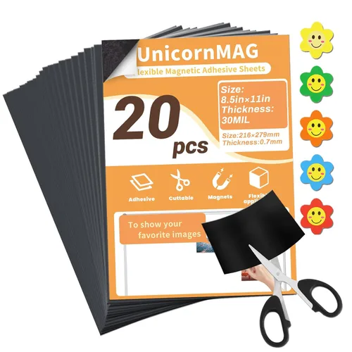Vista 9 de Hojas magnéticas de 8.5 x 11 pulgadas, paquete de 10 hojas magnéticas flexibles con respaldo adhesivo para manualidades e imanes de fotos, adecuadas