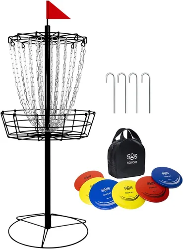 Vista 14 de Disc Golf Basket - Portable Disc Golf Target with Heavy Duty 24-Chains Come with 6pcs Disc Golf Discs and Carry Bag, Ground Stake -Suitable for