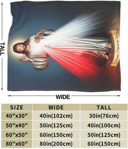 Vista 3 de Manta de regalo católico de Jesús, manta ultrasuave de microforro polar divina misericordia, regalos religiosos cristianos para mujeres, manta