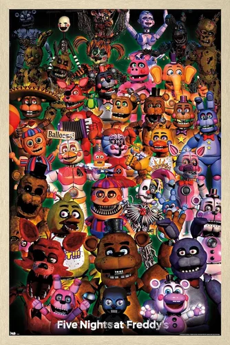 Vista 16 de Trends International Five Nights at Freddy's - Póster de pared Ultimate Group, 14.725 x 22.375 pulgadas, versión enmarcada de madera de granero