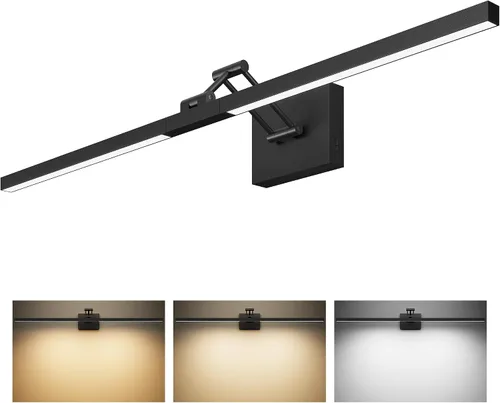 Vista 10 de VONLUCE Luz LED de Tocador de Baño de 24", Luces LED Modernas de Tocador 3CCT con Cabezal Giratorio de 360° y Brazo Oscilante, Lámpara de Baño