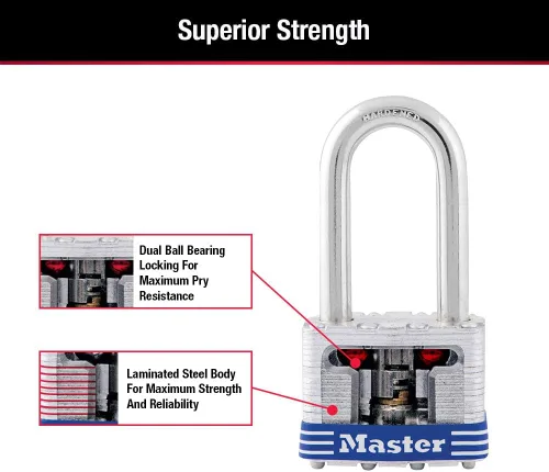 Vista 6 de Master Lock 3DLF- Candado de argolla larga, con 1-1/2 pulgadas. Argolla