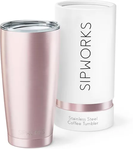 Vista 12 de Sipworks Vaso de café – Taza de café de viaje aislada de 20 onzas, resistente a derrames, de acero inoxidable, taza de café grande con tapa