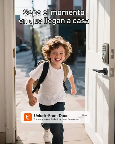 Vista 8 de Cerradura inteligente de entrada sin llave con teclado electrónico, control de aplicación y bloqueo automático, fácil de instalar para puerta Níquel