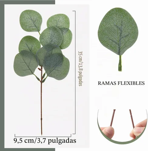 Vista 2 de Taiyin - Juego de 60 hojas de eucalipto artificiales, tallo de eucalipto verde Faux Greenery Silver Dollar Leaves for for Floral Arrangements