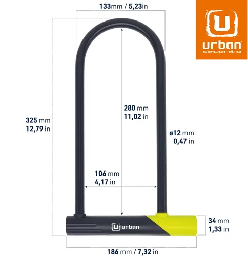 Vista 8 de Urban 12U300 - Cerradura de bicicleta en U con soporte, cerradura de bicicleta resistente antirrobo, tamaño óptimo 105X280mm, cerradura antirrobo