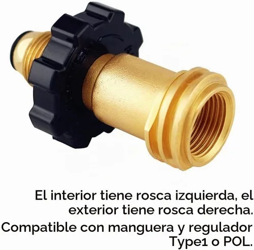 Vista 3 de Adaptador de tanque de propano Uenede Brass POL a QCC1 con llave Convierte la válvula de servicio del tanque POL LP a manguera QCC1/Type1