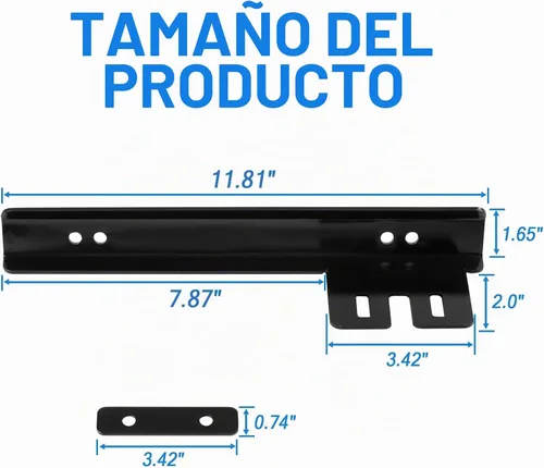 Vista 5 de JDMSPEED Barra Soporte de Reubicación para Placa de Matrícula en Parachoques Delantero Negro