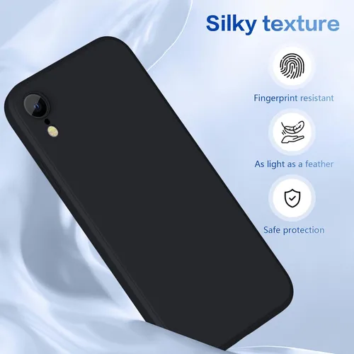 Vista 4 de Funda para iPhone XR de silicona líquida, protección de cuerpo completo, suave antiarañazos para iPhone XR, ajuste delgado, duradero, 6.1 pulgadas
