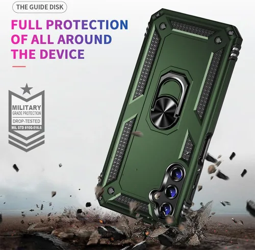 Vista 2 de Funda para Samsung A14 5G, Galaxy A14 5G con protector de pantalla HD, [grado militar de 16 pies probada en caídas], anillo protector a prueba