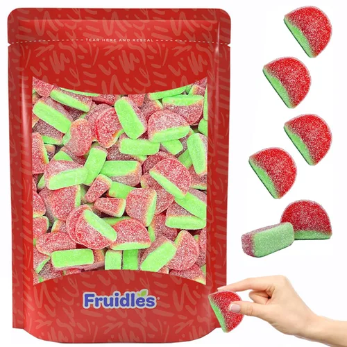 Vista 10 de Fruidles Gomitas de sandía en rodajas de caramelo, deliciosas gomitas con sabor a frutas recubiertas de azúcar (1 libra)