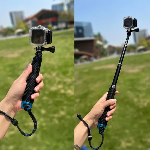 Vista 5 de Extensión corta de 19 pulgadas, mango compacto, mango compacto, ajustable, impermeable, monopié compatible con GoPro Hero 13, 12, 11, 10, 9, 8, 7