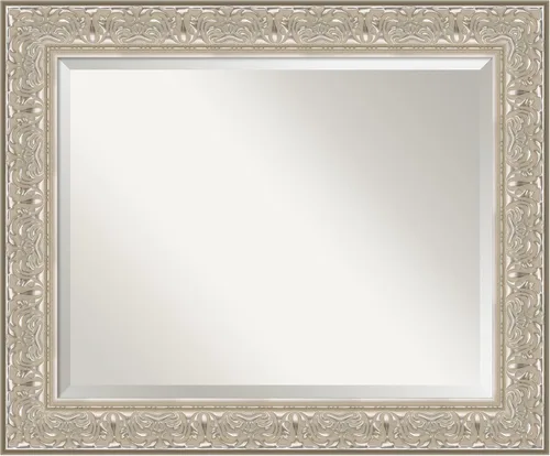 Vista 41 de Amanti Art - Espejo de baño plateado para sobre lavabo, espejo rectangular de níquel cepillado de 33x43, marco moderno extragrande, se cuelga