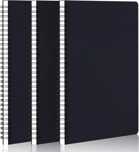 Vista 11 de EUSOAR Cuaderno de cuadrícula en espiral, 3 paquetes A4 de 11 pulgadas x 8-1/2 pulgadas, tapa dura, diario negro, 120 páginas/60 hojas de papel