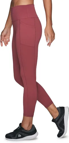 Vista 6 de RBX Leggings activos de cintura alta a prueba de sentadillas hasta el tobillo para mujer, leggings de yoga 7/8 con bolsillos 7/8 rojo polvoriento
