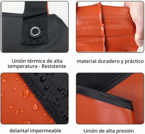 Vista 4 de Delantal unisex impermeable de goma y vinilo resistente a químicos para lavar platos, limpieza, carnicería, aseo de perros Negro