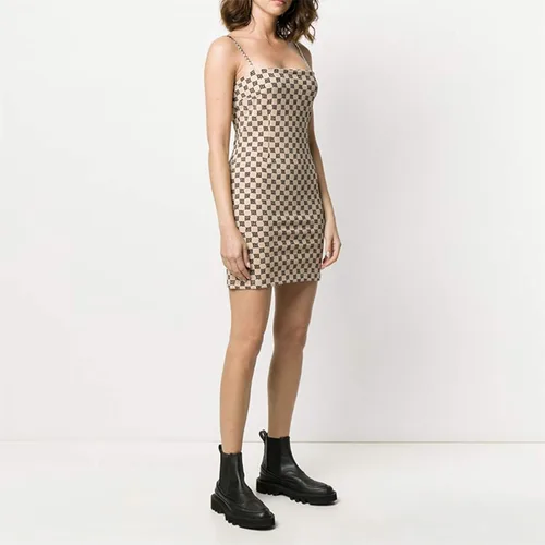 Vista 4 de Orsherlly Womens Print Mini Metal Chain Cami Bodycon Short Dress