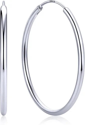 Vista 22 de ChicSilver Aretes de aro de plata de ley para mujer, aros de plata de ley 14k dorado