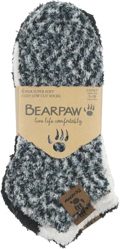 Vista 2 de BEARPAW Paquete de 6 pares de calcetines de descanso acogedores súper suaves y cálidos para mujer, varios colores, estampados en el tobillo