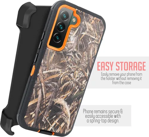 Vista 5 de Funda para Samsung Galaxy S22 de 6.1 pulgadas con funda de clip para cinturón, resistente de grado militar con soporte giratorio de 360° (camuflaje)