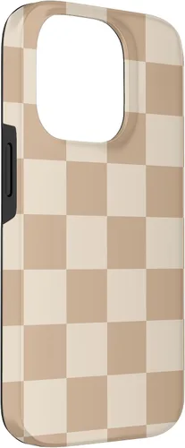 Vista 3 de Funda de tablero de ajedrez marrón beige claro para iPhone 14 Pro