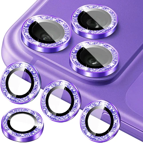 Vista 23 de Protector de lente de cámara compatible con iPhone 15 Plus y iPhone 15 (paquete de 4, 2 juegos), con purpurina brillante, funda de cámara