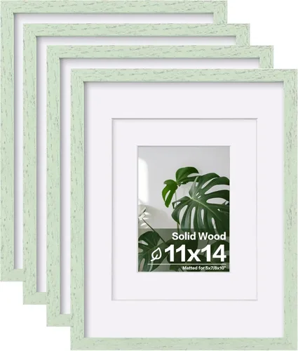Vista 32 de Egofine - Juego de 4 portarretratos A4 de madera maciza y cubierta de plexiglás de 4 x 6/6 x 8 pulgadas con paspartú o A4 sin paspartú, para mesa