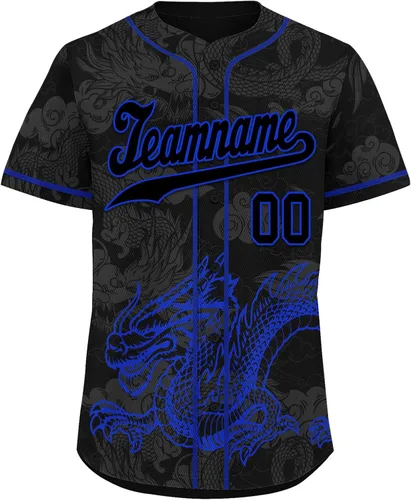 Vista 5 de Camiseta de béisbol de dragón personalizada para hombres y mujeres, camisa de Steetwear de estilo gótico, nombre del equipo y número personalizado