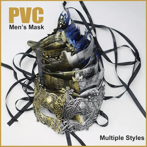 Vista 4 de Máscara de máscaras para hombres, parejas, máscara griega romana para Mardi Gras veneciano, disfraces, fiesta, baile de graduación (oro real + azul)