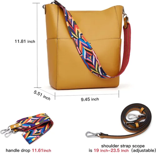 Vista 9 de BROMEN Bolsa Hobo para mujer, diseñada con cuero vegano, de hombro, bandolera