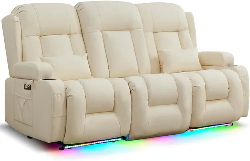 Vista 37 de URRED Sofá reclinable Power Loveseat con masaje y calor, gris ceniza