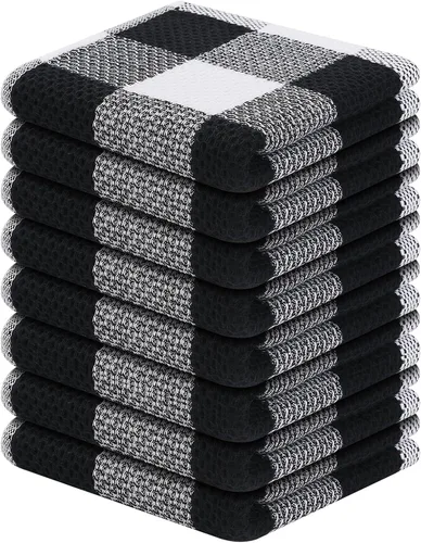 Vista 34 de Homaxy Paquete de 6 paños de cocina 100% algodón, 12 x 12 pulgadas, negro y rojo Negro & rojo
