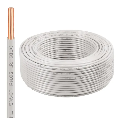 Vista 29 de Cable THHN 25 pies, Conductor Único de Cobre Desnudo, Cable Eléctrico Rojo 10AWG, Cable de Construcción Sólida de 600V con Funda de Nylon