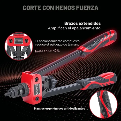 Vista 4 de KOOPOOL Kit de herramientas de tuerca remachadora de 14 pulgadas, herramienta de remache resistente con 7 mandriles
