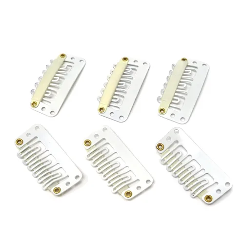 Vista 8 de Honbay 50 clips de presión en forma de U de 6 dientes para extensiones de cabello, 1.3 pulgadas (beige)