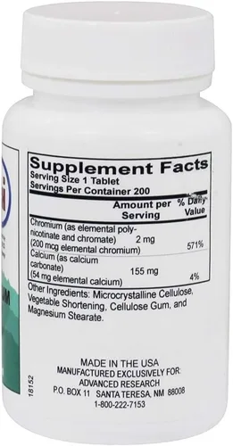 Vista 2 de Advanced Research/Nutrient Carriers Gtf Chromium - Factor tolerante a la glucosa 200 Tabs