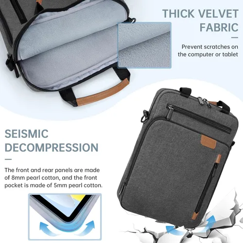 Vista 4 de TORIBIO Funda acolchada para portátil de 15 pulgadas Gris