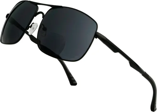 Vista 9 de BFOCO Gafas de sol bifocales con bisagras metálicas y sin tornillos para hombre - Sports Bifocal Sunnies (negro brillante) +1.00