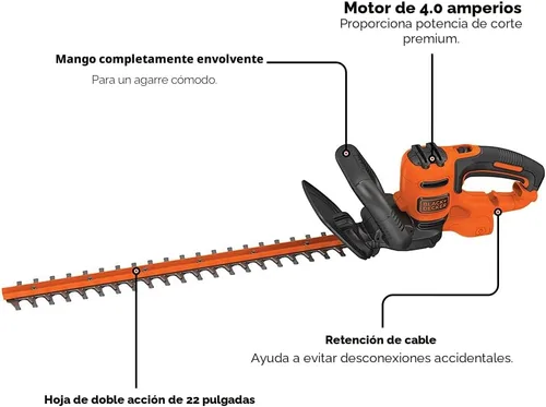 Vista 2 de BLACK+DECKER BEHT350FF - Cortasetos eléctrico de 22 pulgadas