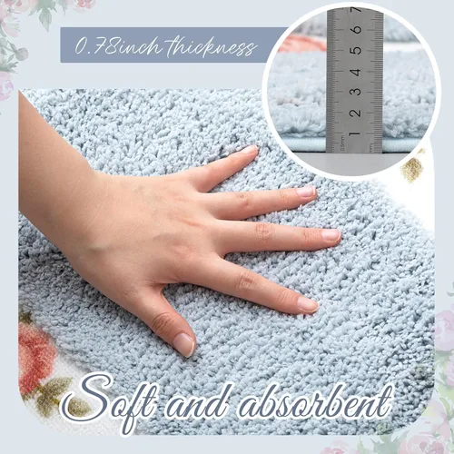 Vista 3 de Timgle Juego de 4 alfombras de baño con diseño de coqueta de rosas y flores, antideslizantes, absorbentes, lavables, tapete de baño floral