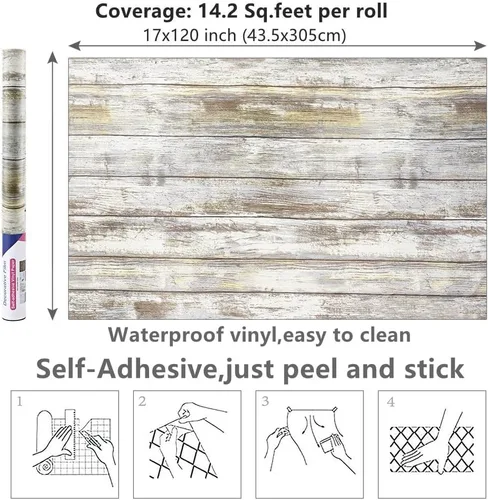 Vista 7 de Arthome - Papel de contacto de madera rústica autoadhesivo, decorativo, para armarios, encimera, pared, fácil de limpiar, extraíble, de grano