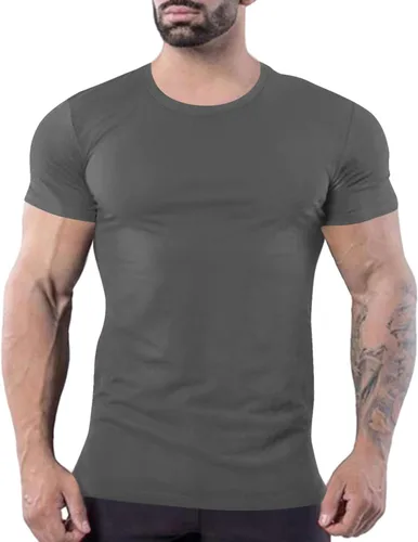 Vista 2 de Uni Clau Camisetas musculares para hombre, camisetas de manga corta a la moda, camiseta de entrenamiento atlético para gimnasio