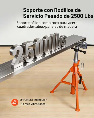 Vista 2 de VEVOR Soporte de rodillo, resistente soporte de herramientas de capacidad de carga de 2500 libras, altura ajustable de 28 a 52 pulgadas, diseño